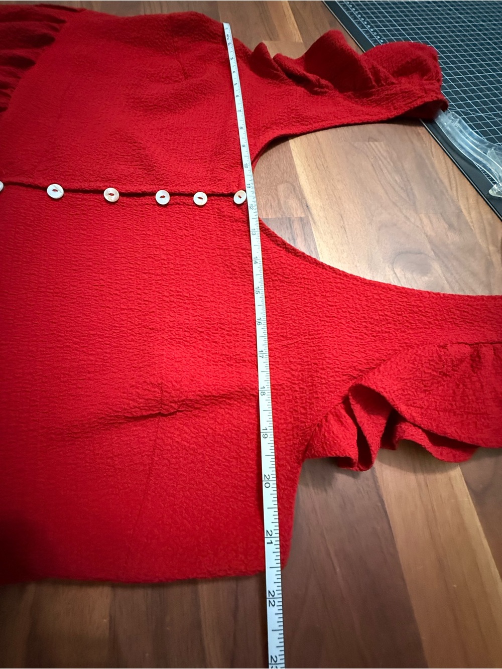 Red Button-Front Romper - Picture 9 of 10